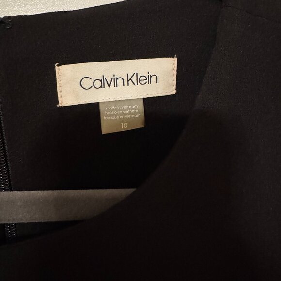 Calvin Klein Elbow Sleeve Black Illlusion Detail Dress - Picture 4 of 6